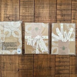 Set of 3 - West Elm Carved Circles - Mustard Yellow Pillow Shams NEW